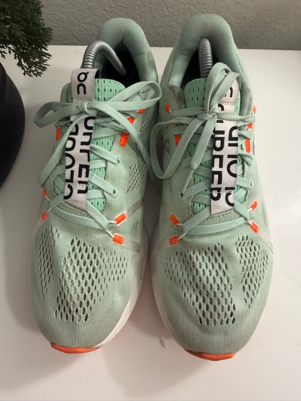 On Running Women size 10.5 Mint Green and Orange Lightweight Running Shoes - Picture 3 of 9